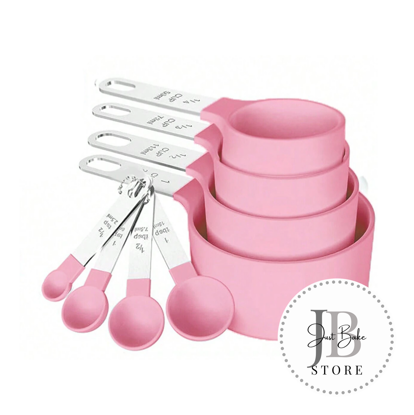 00056 – 8 Piece Pink Measuring Cups and Spoons