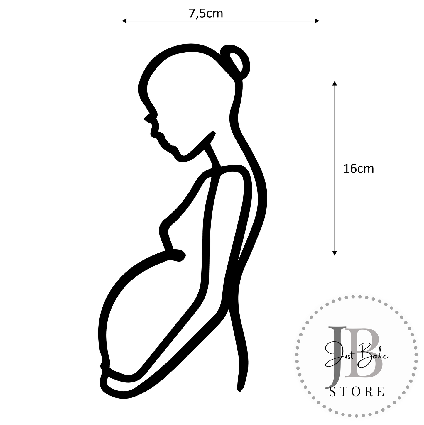 00096 - Line Art Cake Topper - Pregnant Lady