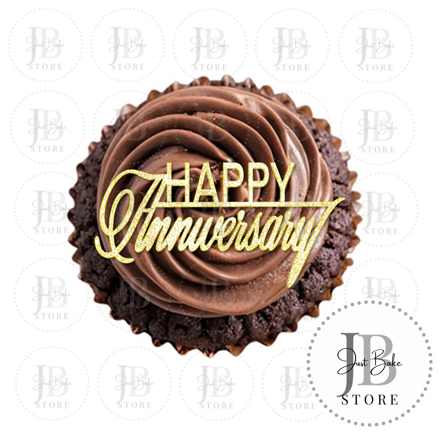00103 - Happy Anniversary Cupcake Topper GOLD - Pack of 3