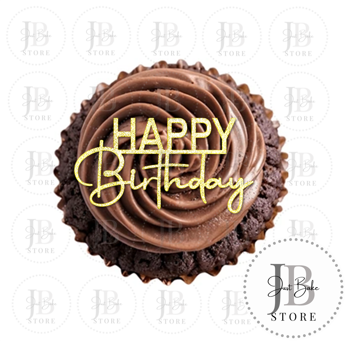00104 - Happy Birthday Cupcake Topper GOLD - Pack of 3