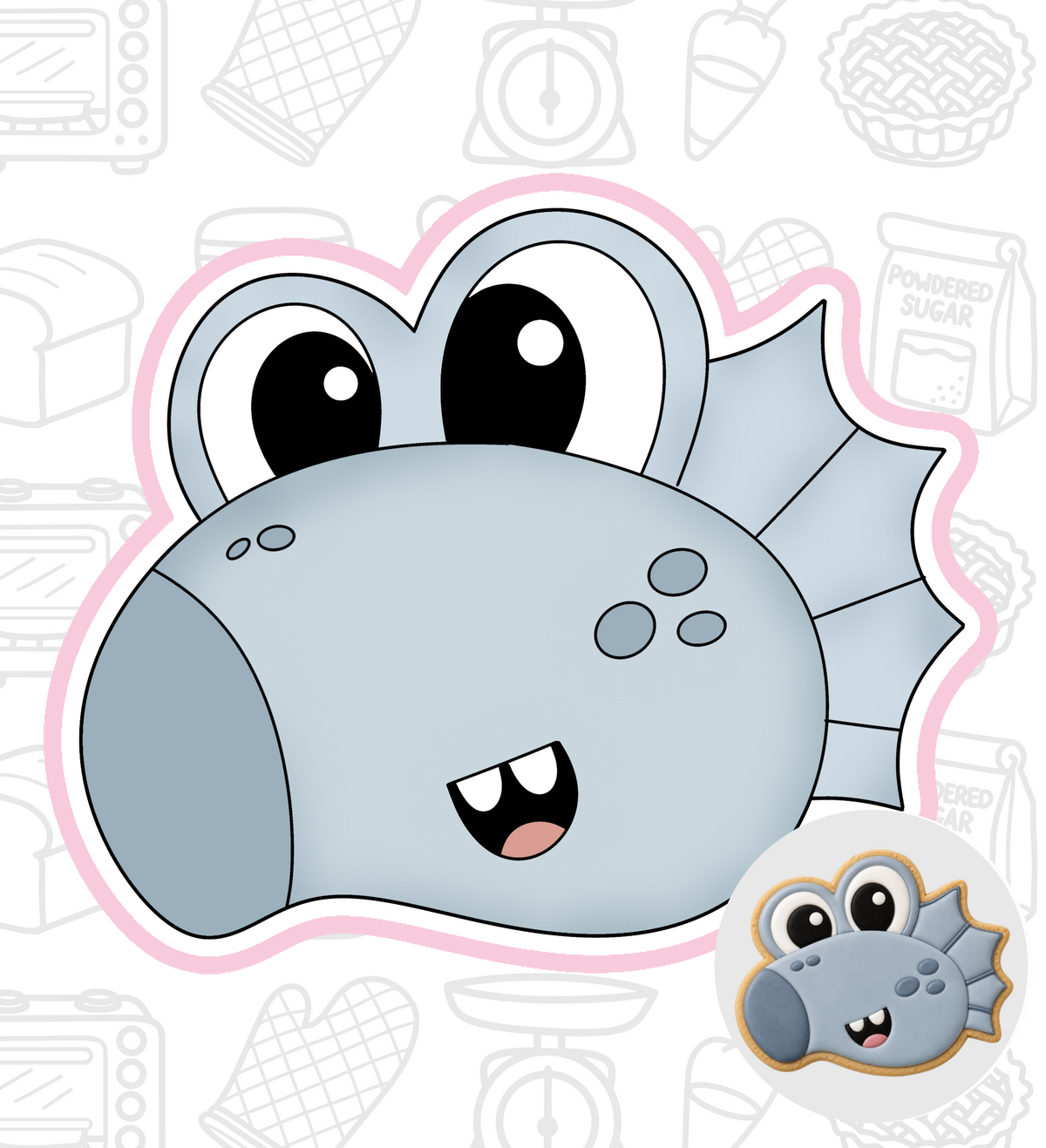 1060. Dinosaur Head Cookie Cutter