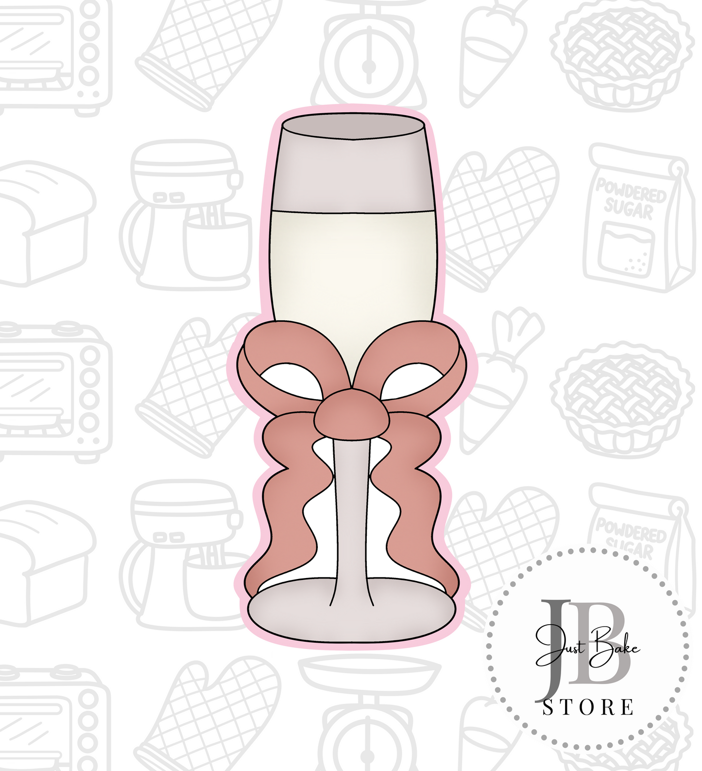 342. Champagne Glass with Bow Cookie Cutter