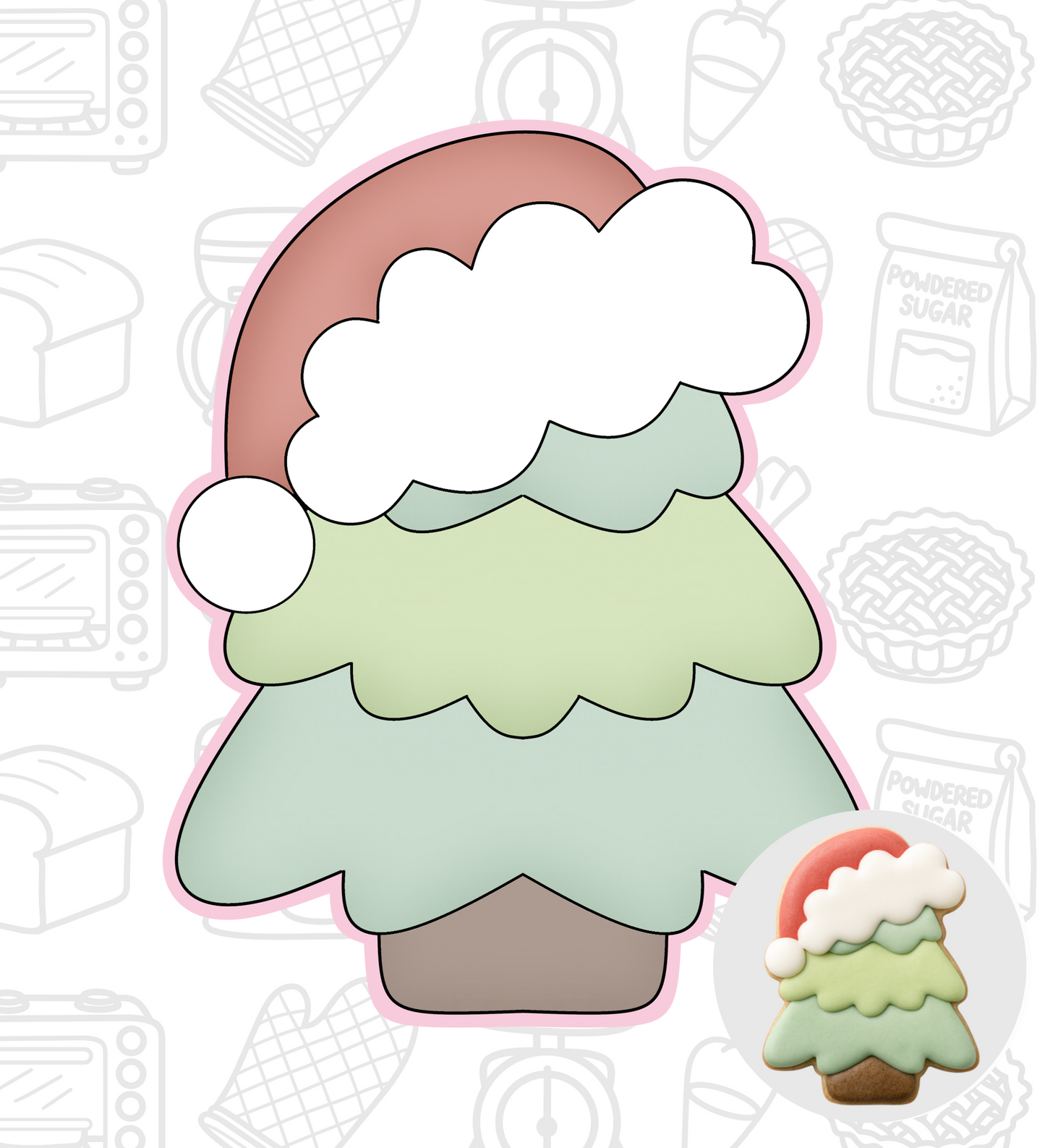 425. Tree with Hat Cookie Cutter