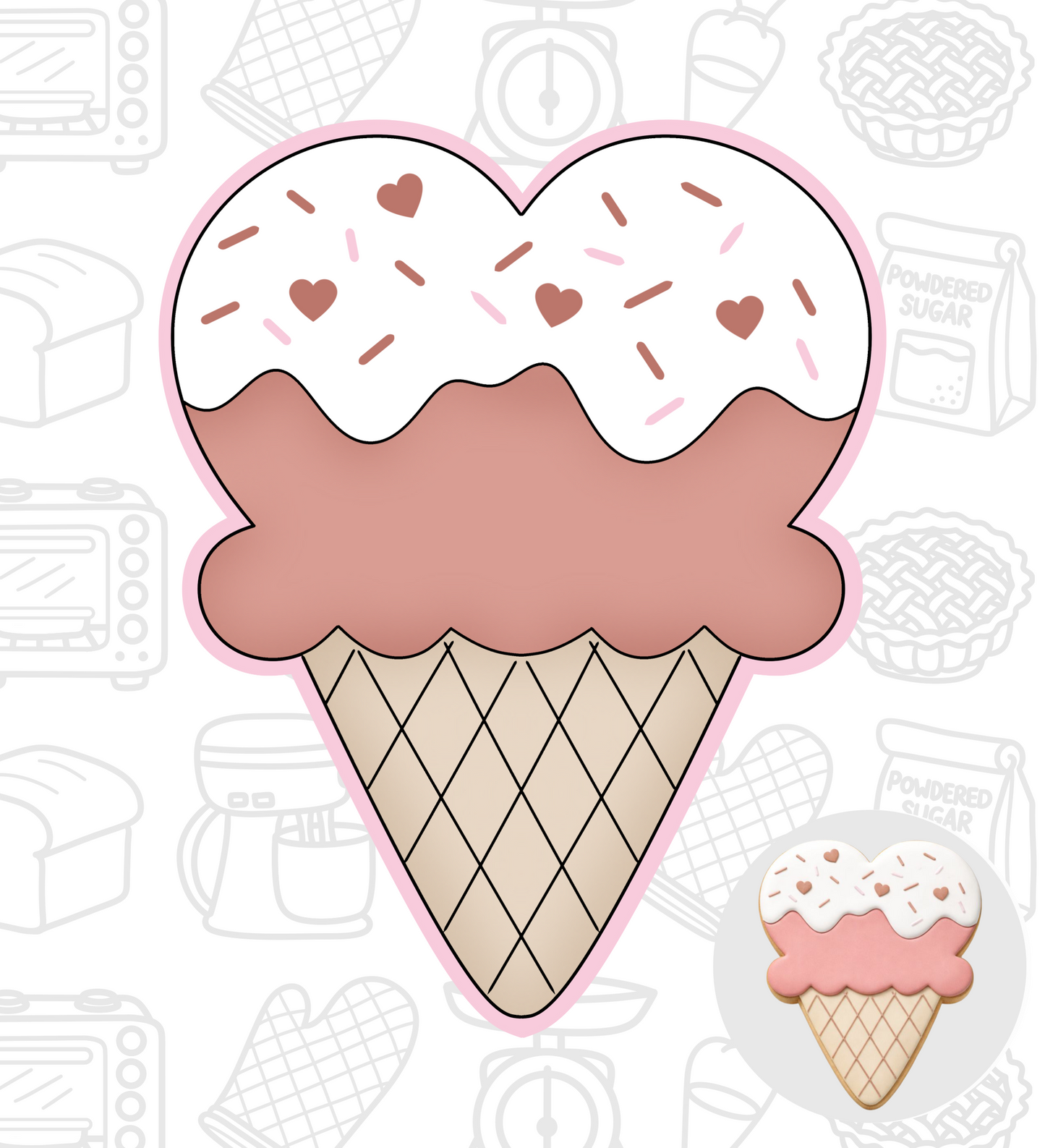 492. Valentines Ice Cream Cookie Cutter