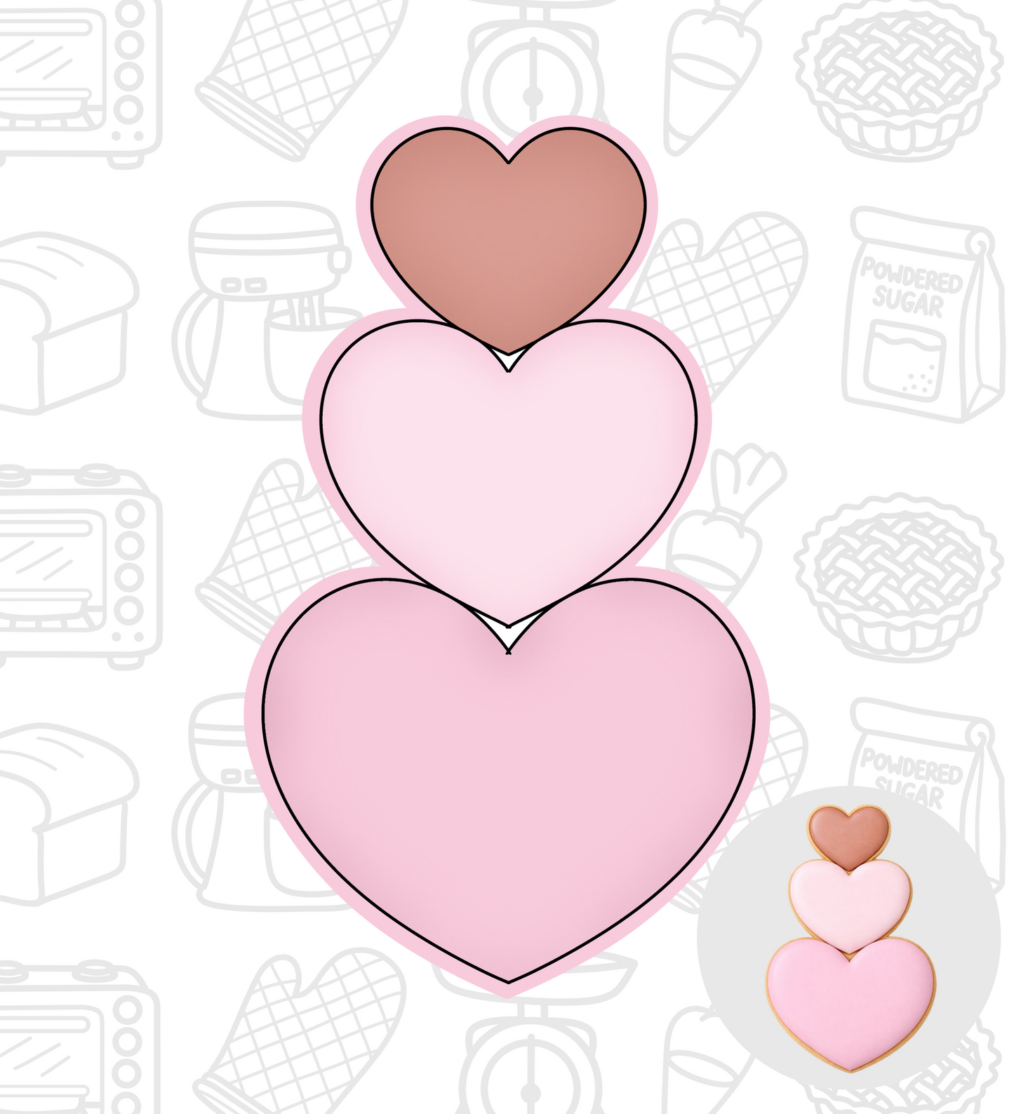 558. Stack of Hearts Cookie Cutter