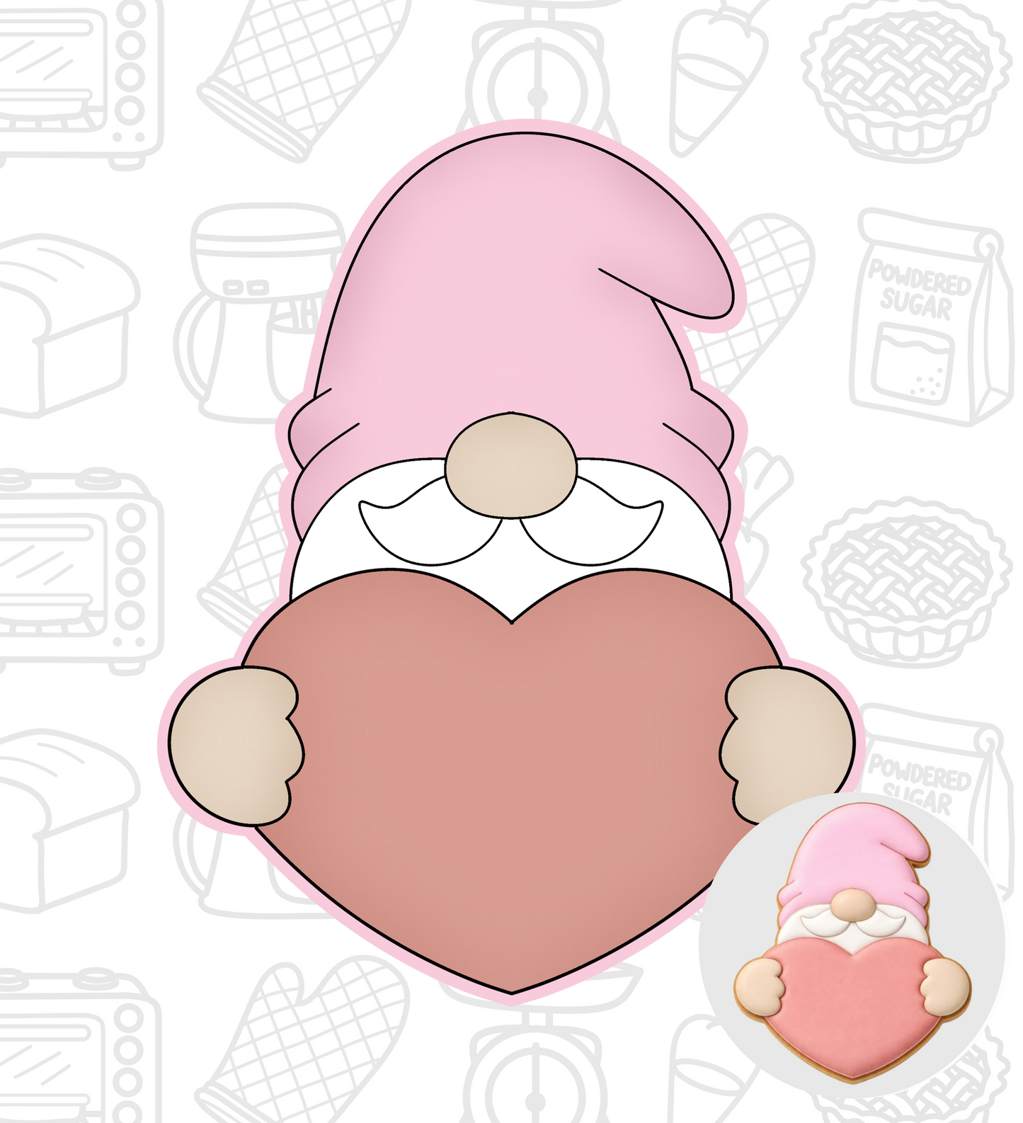568. Gnome Holding Heart Cookie Cutter