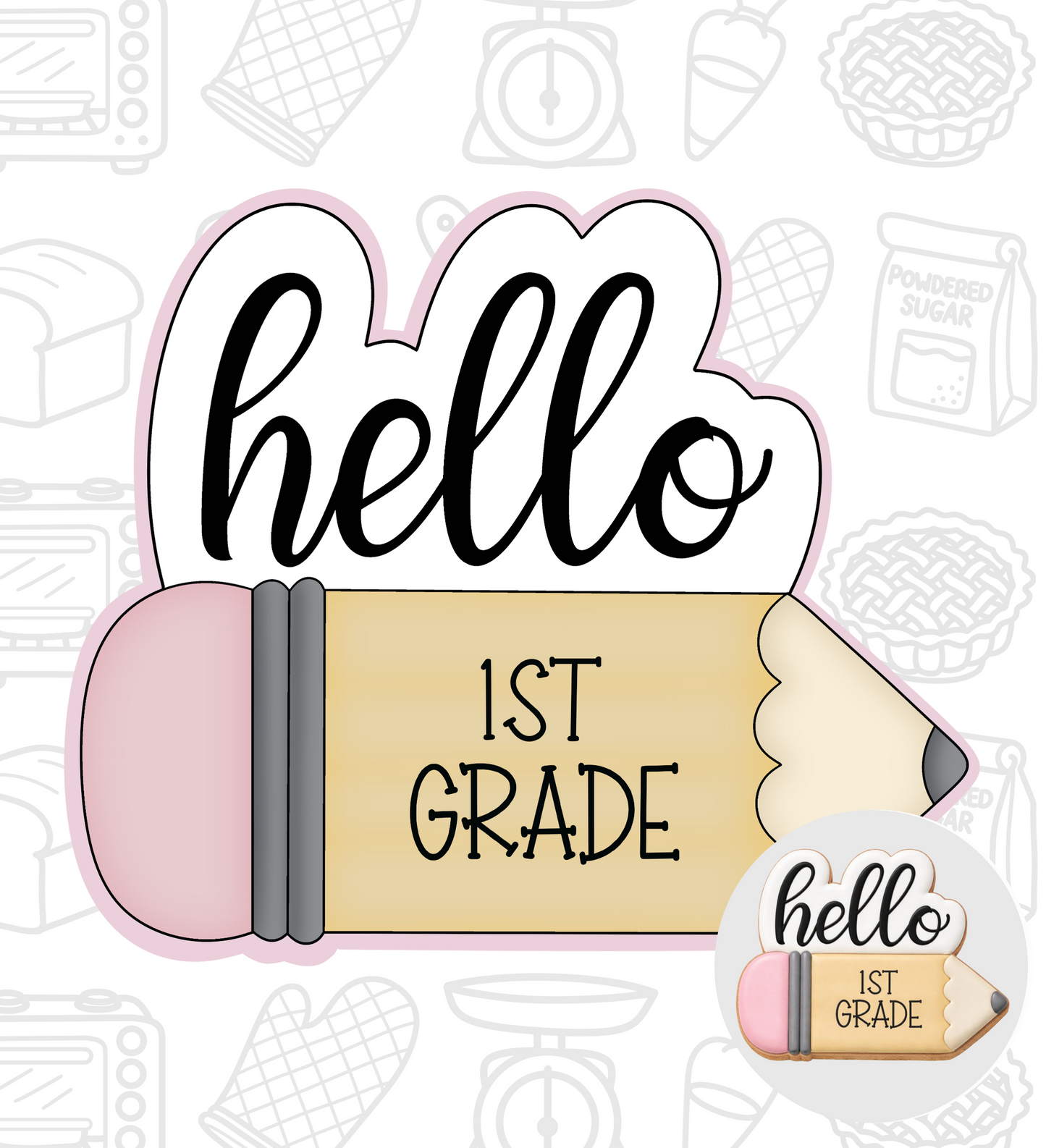 573. Hello School Plaque Cookie Cutter