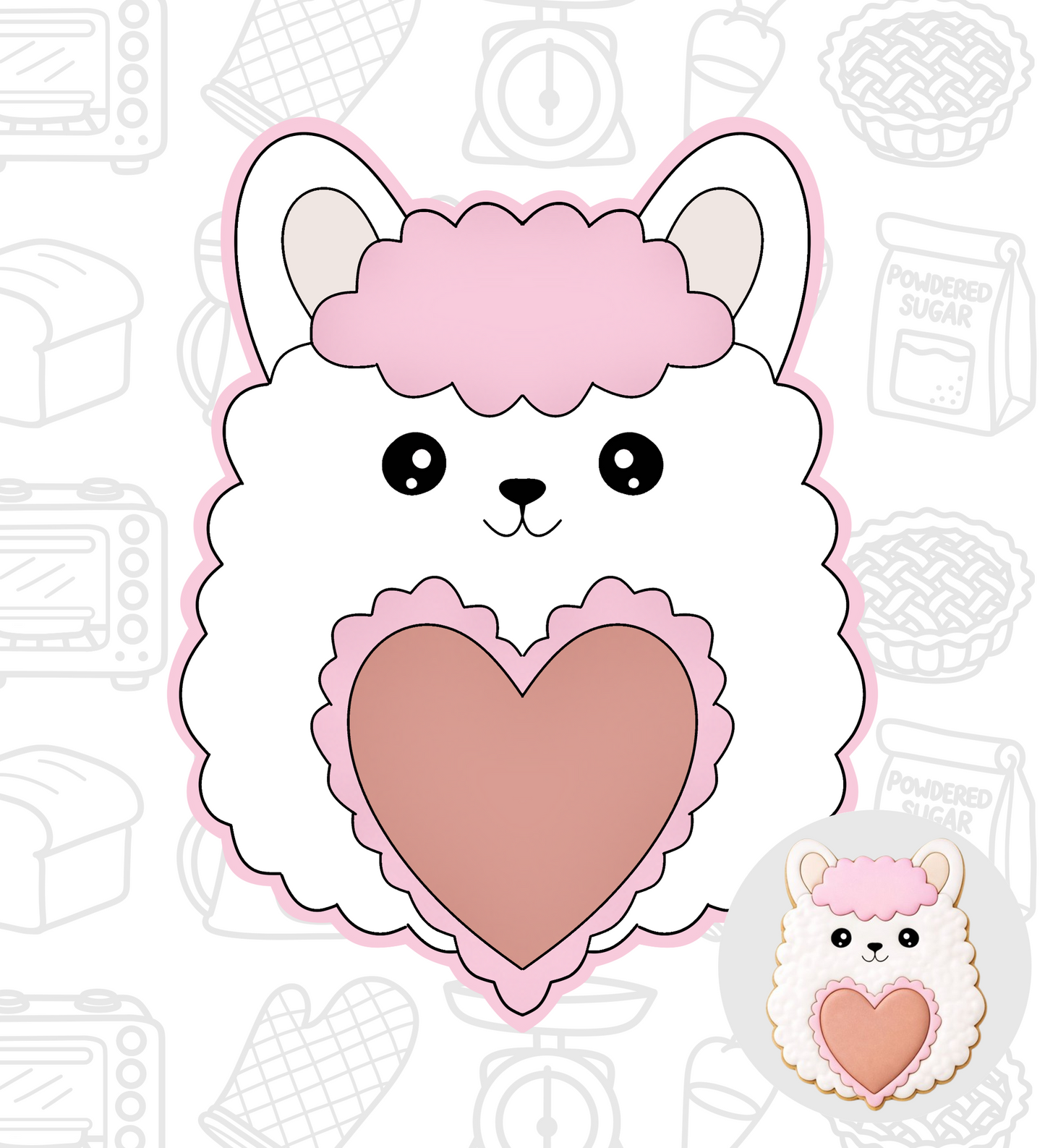 597. Valentines Llama Squishmallow Cookie Cutter