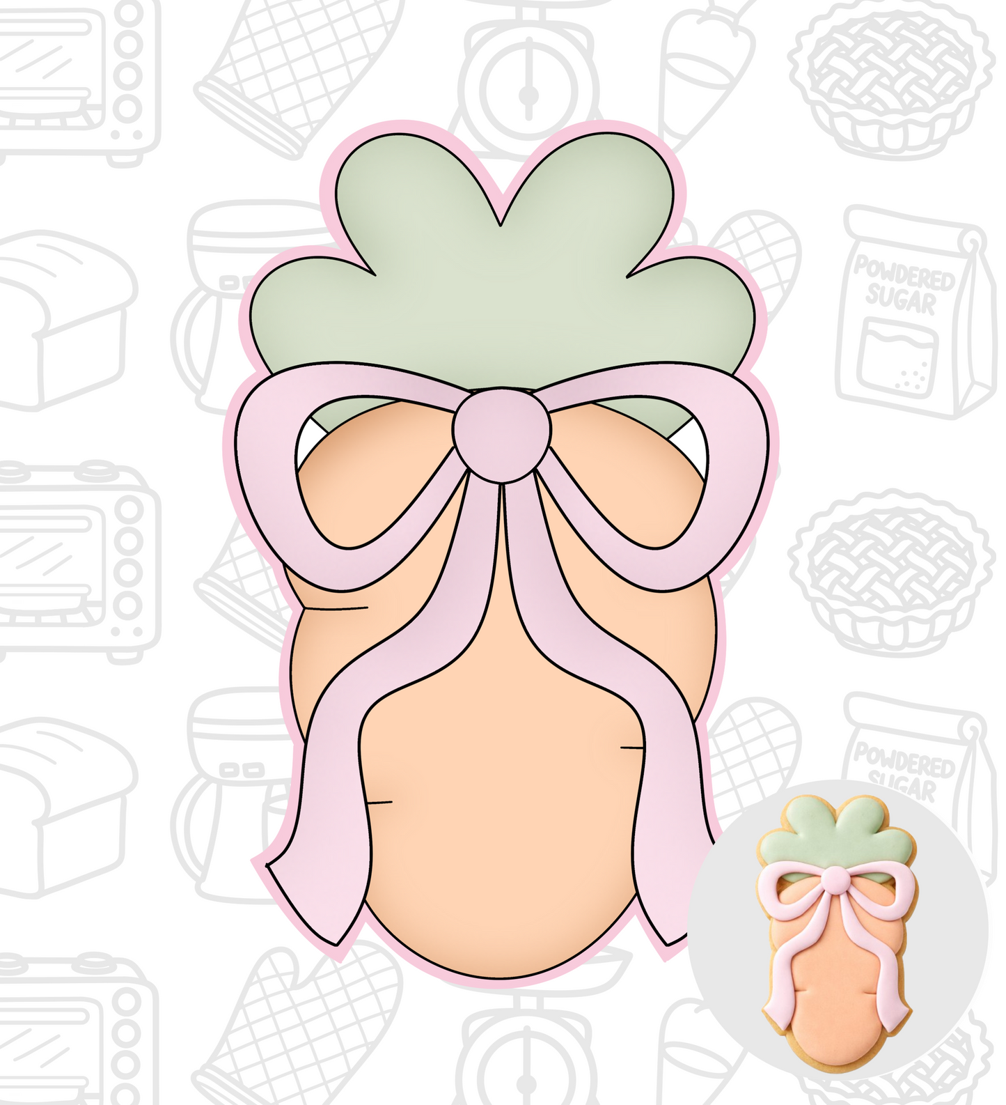 756. Carrot with Bow Cookie Cutter