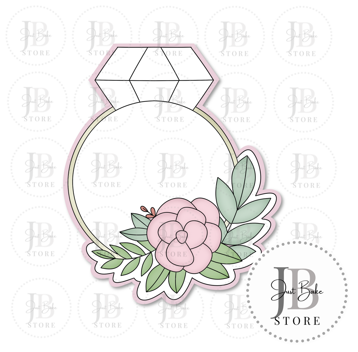 C0300 - Floral Wedding Ring Cookie Cutter