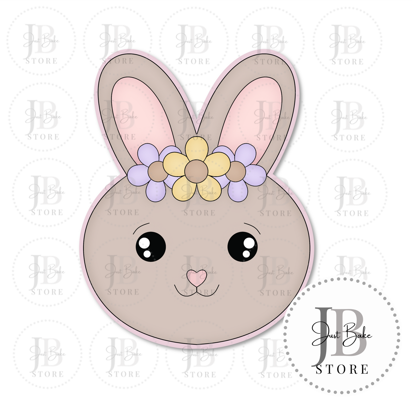 C0307 - Easter Bunny Floral Face Cookie Cutter