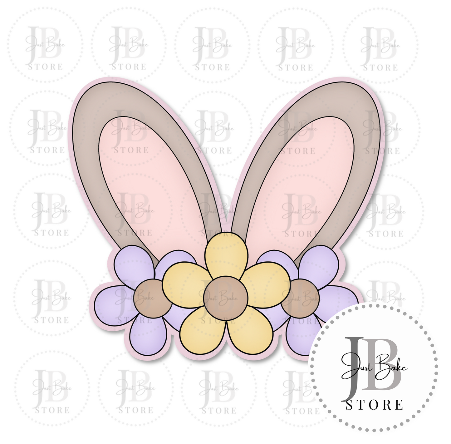 C0308 - Easter Bunny Floral Ears Cookie Cutter