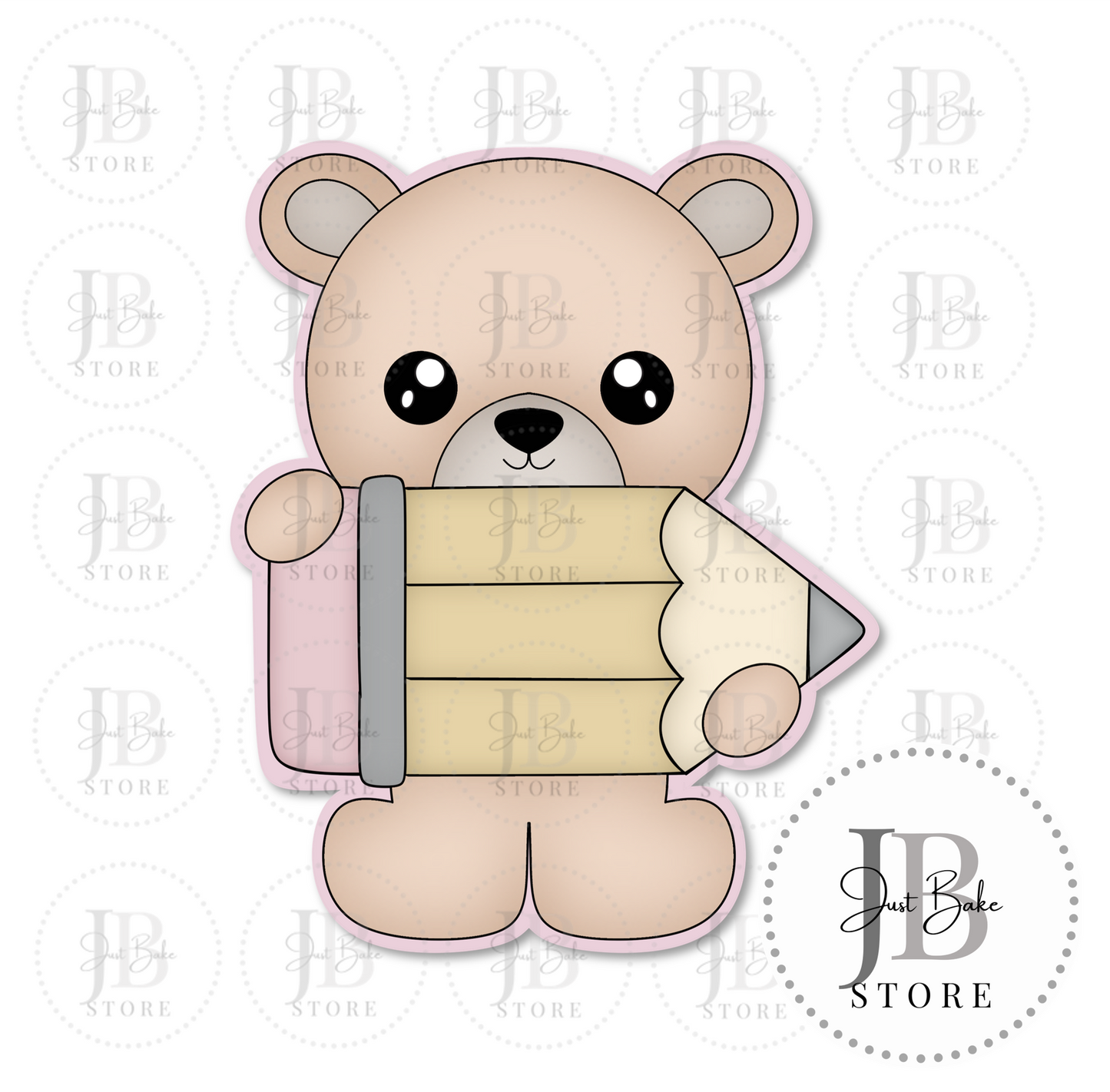 C0318 - School Bear Pencil Plaque Cookie Cutter