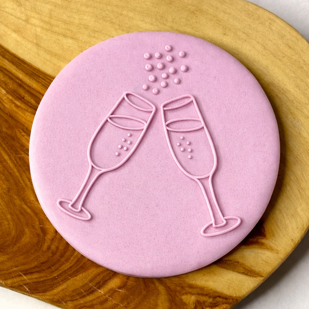 812. Champagne Glass Fondant Debosser (3D Printed)