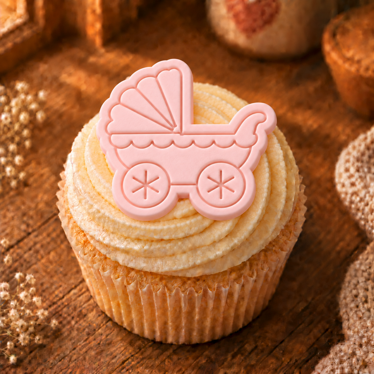 1019. Baby Pram Cupcake Cutter and Stamp