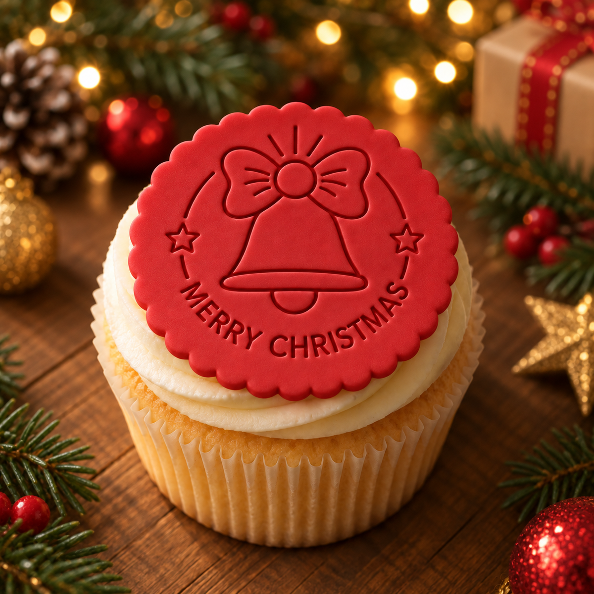 1020. Merry Christmas Bell Fondant Stamp