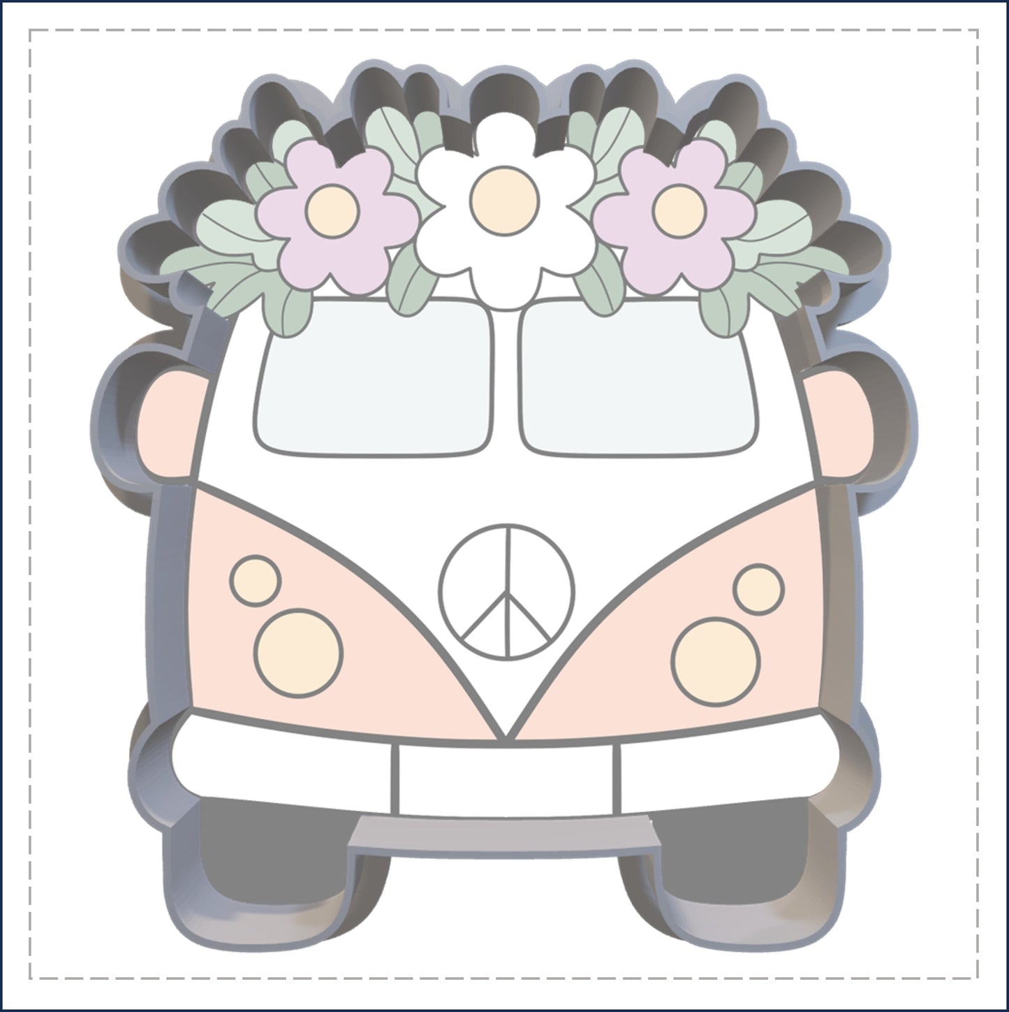 J150 - FLORAL HIPPIE VAN COOKIE CUTTER