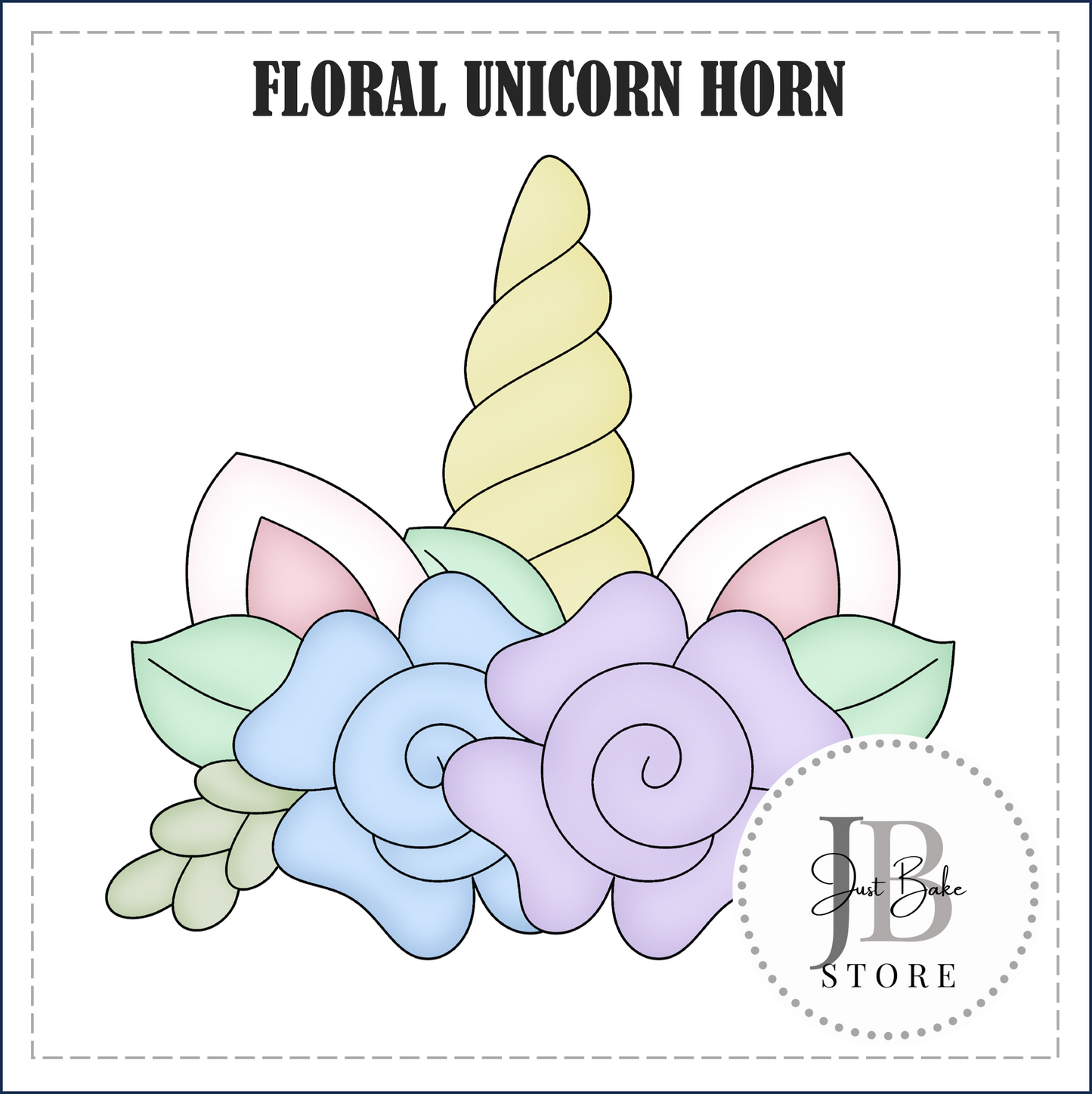 J351 - FLORAL UNICORN HORN COOKIE CUTTER