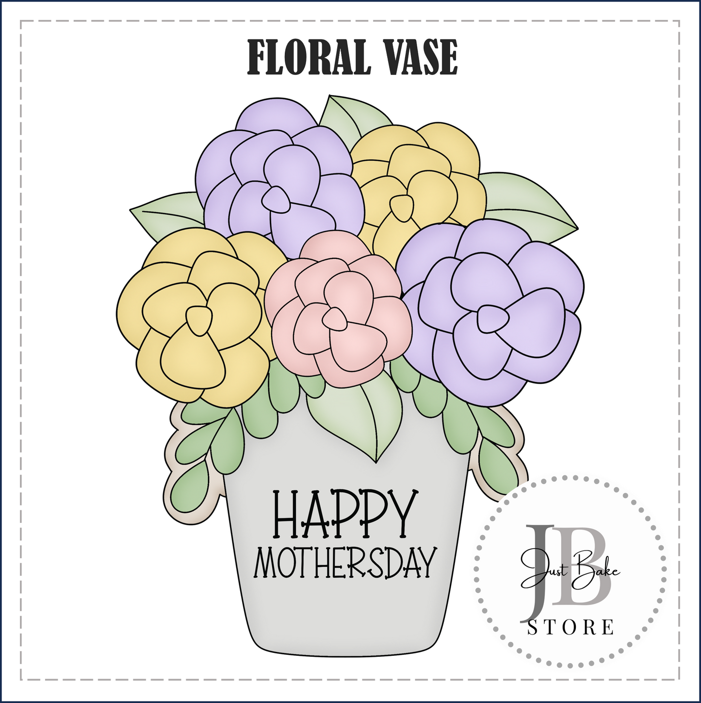 J403 - FLORAL VASE COOKIE CUTTER