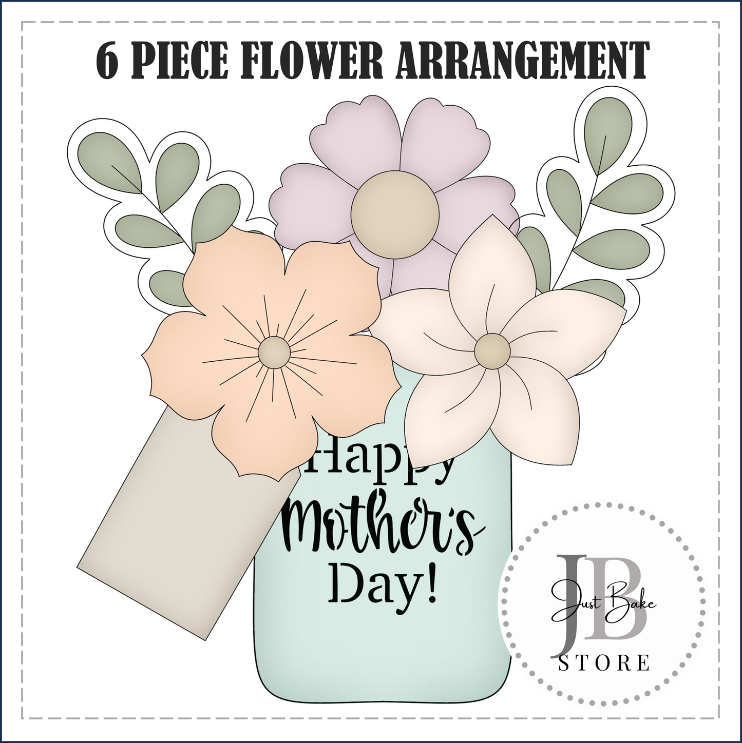 J536 - Jar with Flowers Set of 6 - Fits box Size: 139x217x30mm