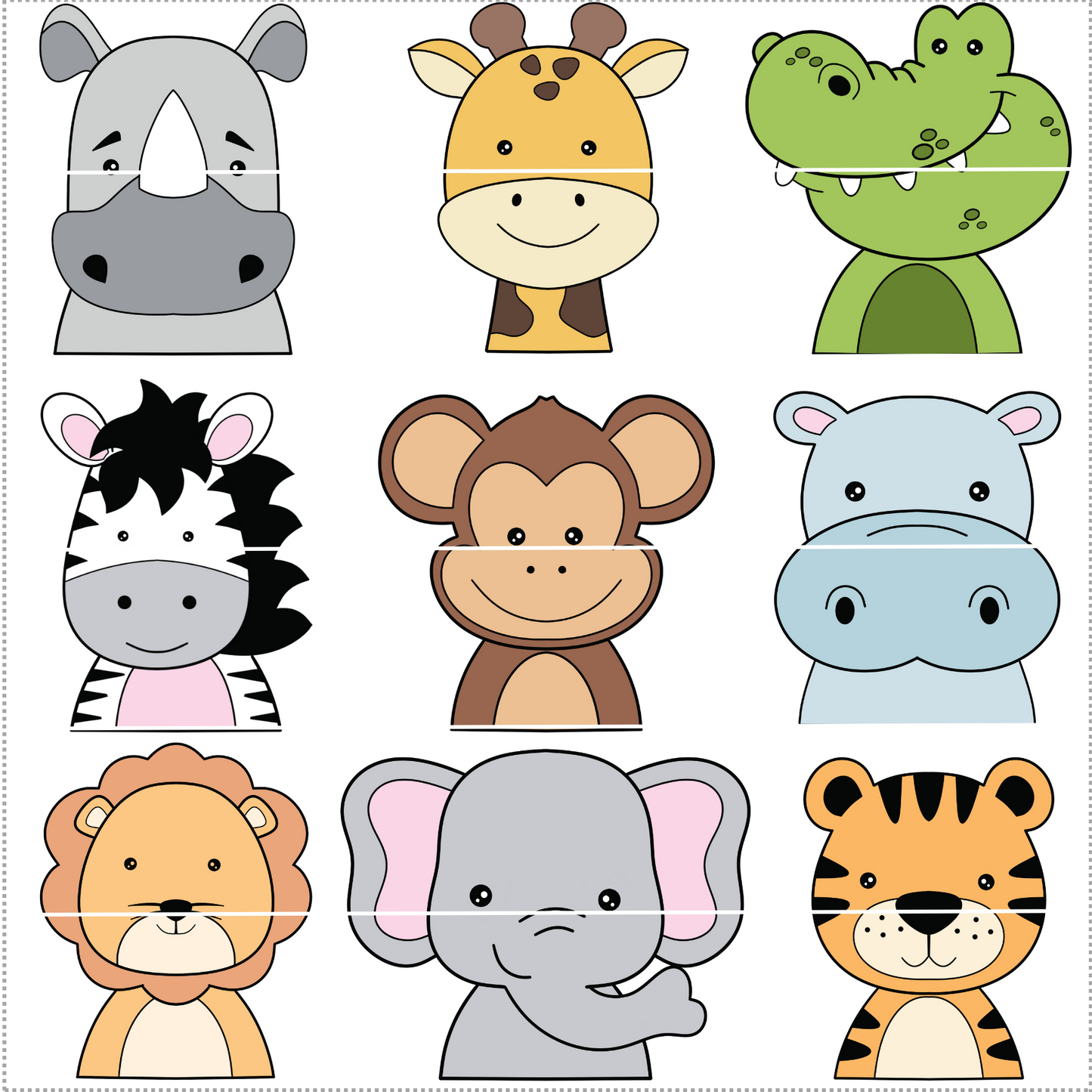 SAFARI ANIMALS HALF BODIES - VARIOUS