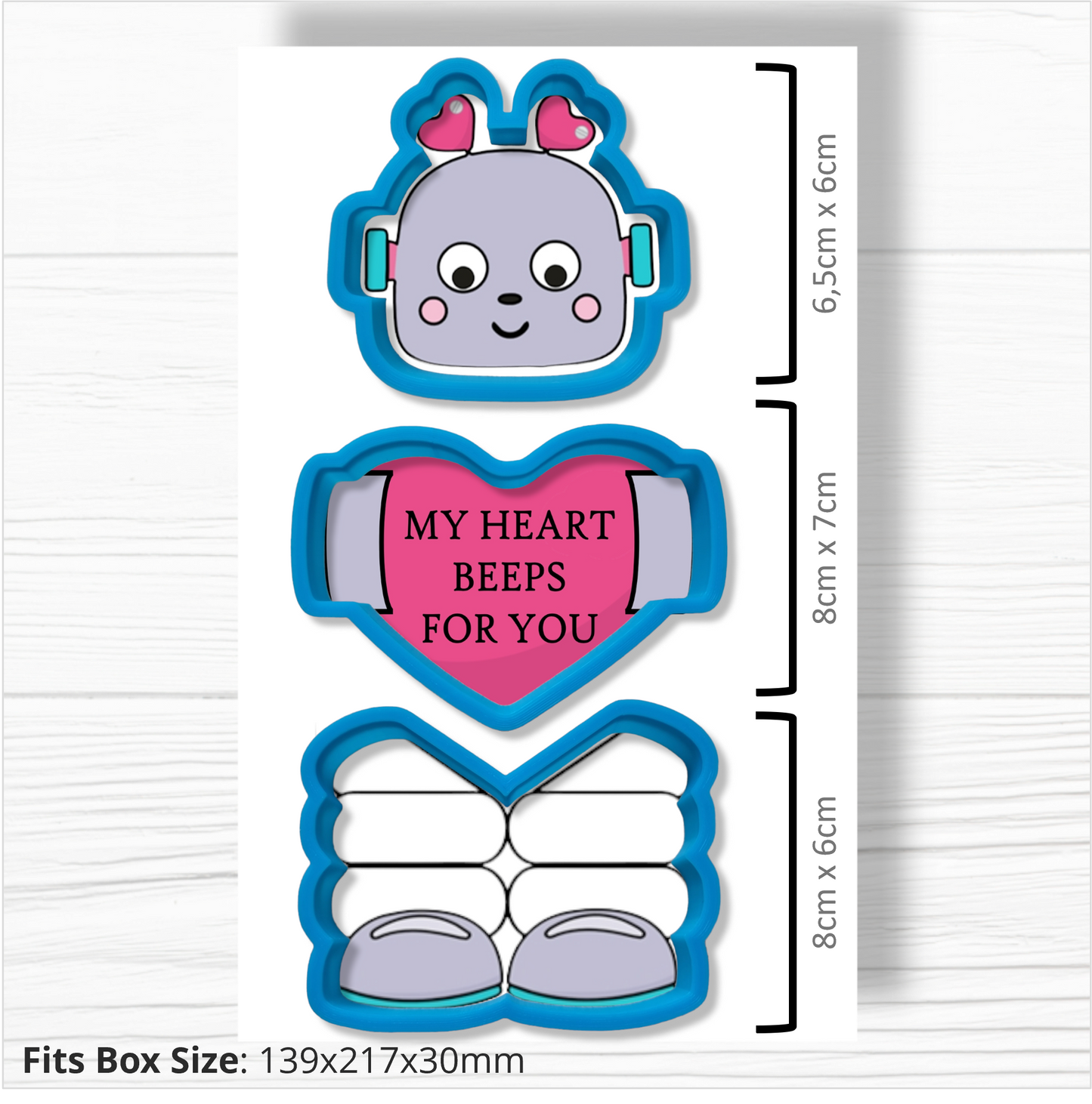 JBS0221 - BYO Robot Set of 3 - Complete Set fits box : Size: 139x217x30mm