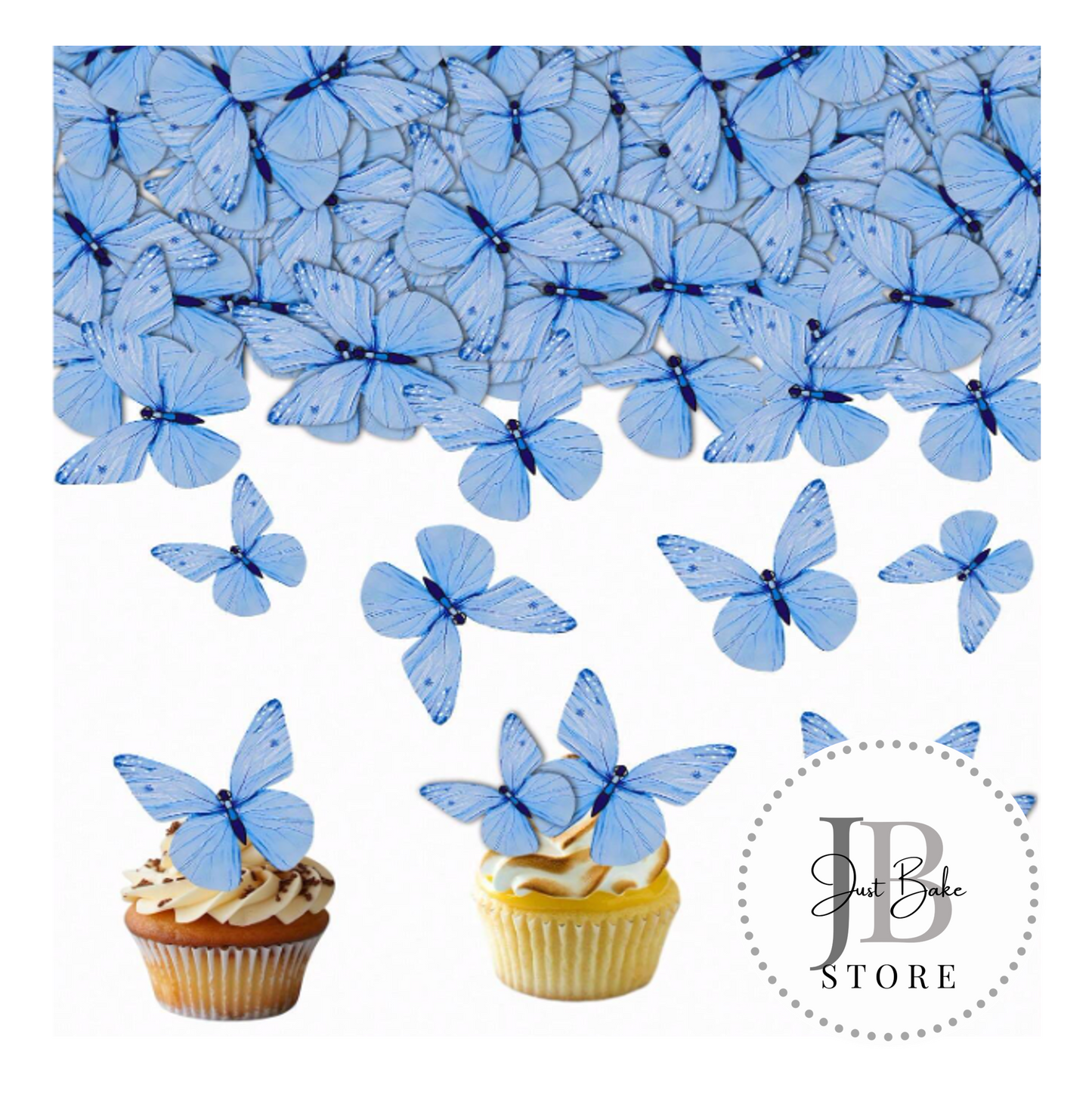 00033 – 72 Piece Blue Rice Paper Butterflies