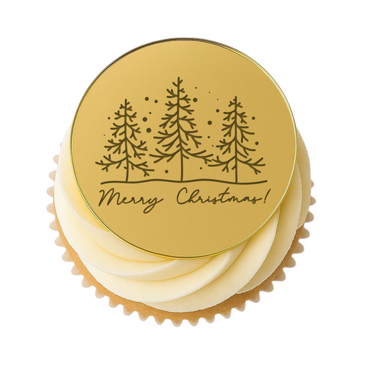 217. Merry Christmas Cupcake Discs (3 per Packet) (Available in Gold, Rose Gold, Silver)