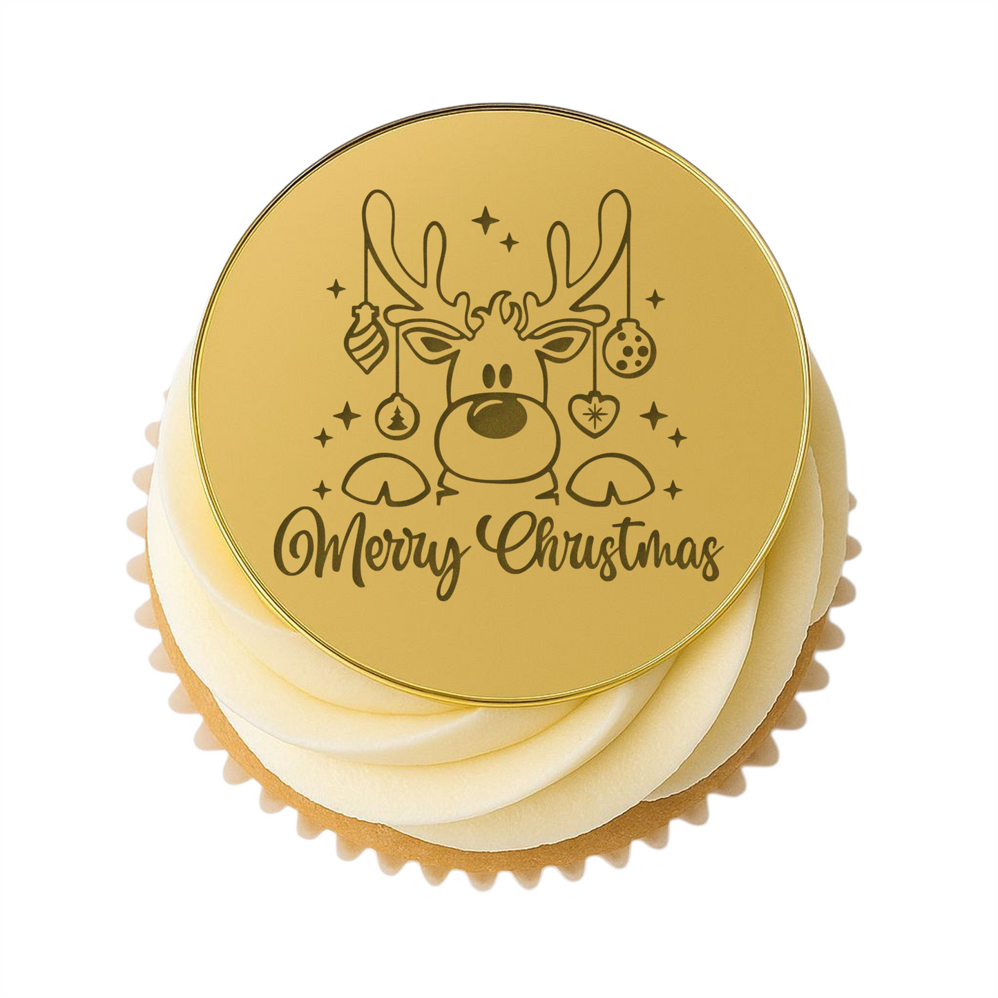 218. Merry Christmas Cupcake Discs (3 per Packet) (Available in Gold, Rose Gold, Silver)