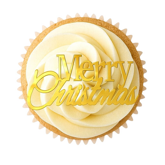 220. Merry Christmas Cupcake Topper (3 per Packet) (Available in Gold, Rose Gold, Silver)