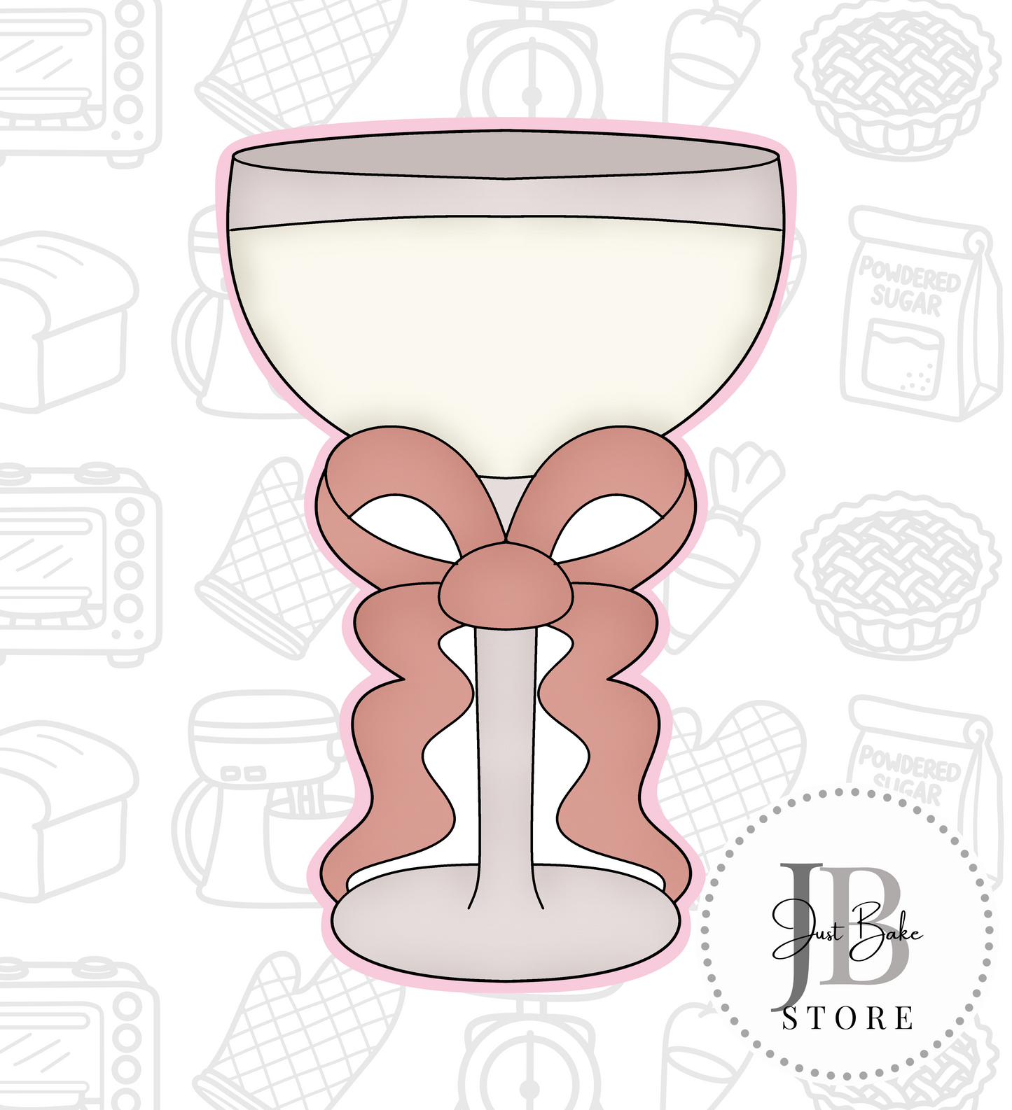 341. Wine Glass with Bow Cookie Cutter