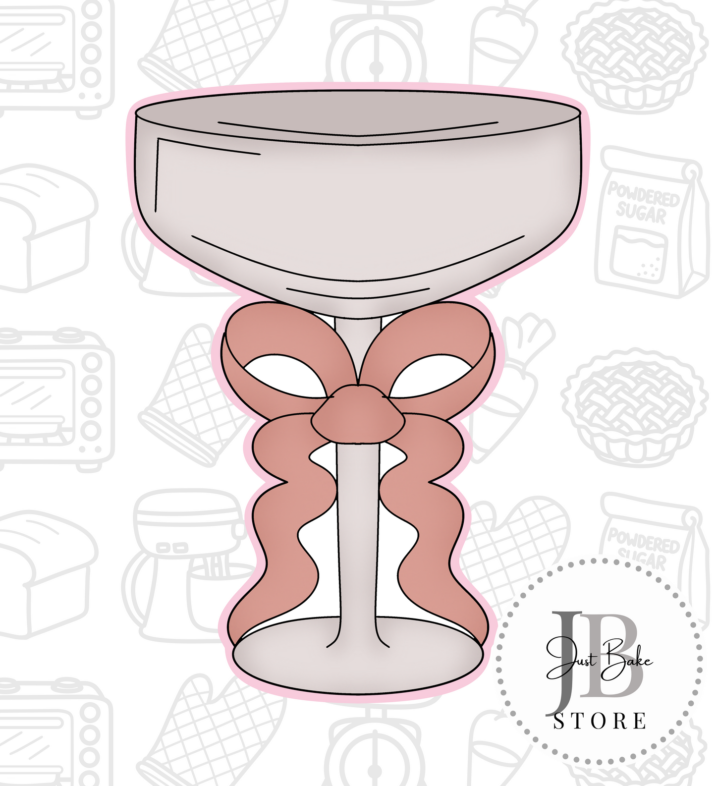 343. Coctail Glass with Bow Cookie Cutter