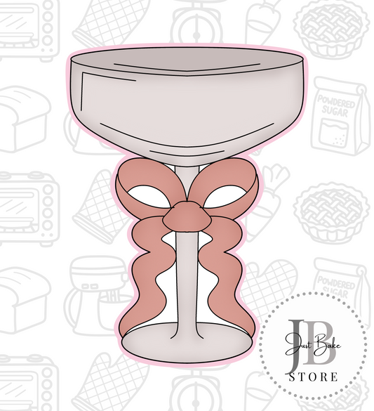 343. Coctail Glass with Bow Cookie Cutter
