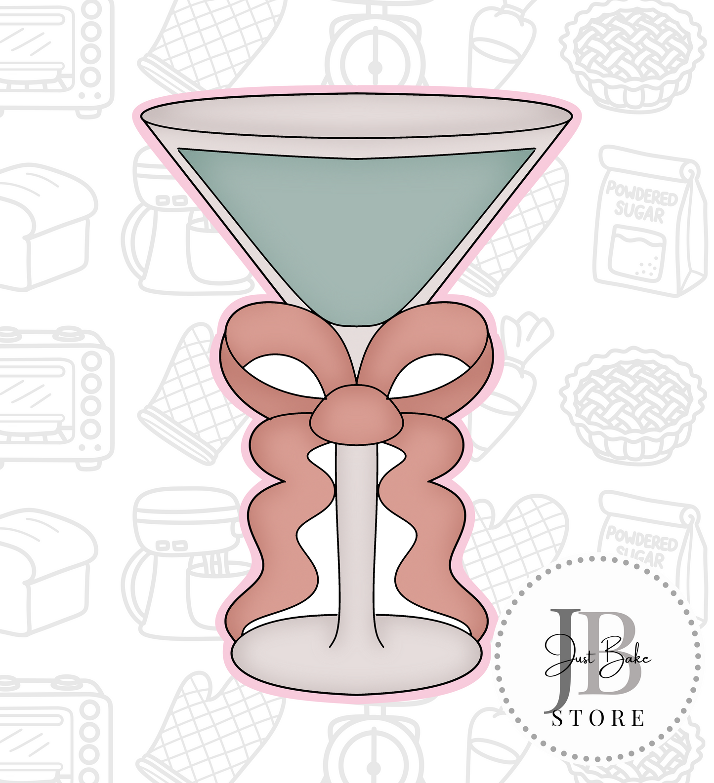 344. Martini Glass with Bow Cookie Cutter