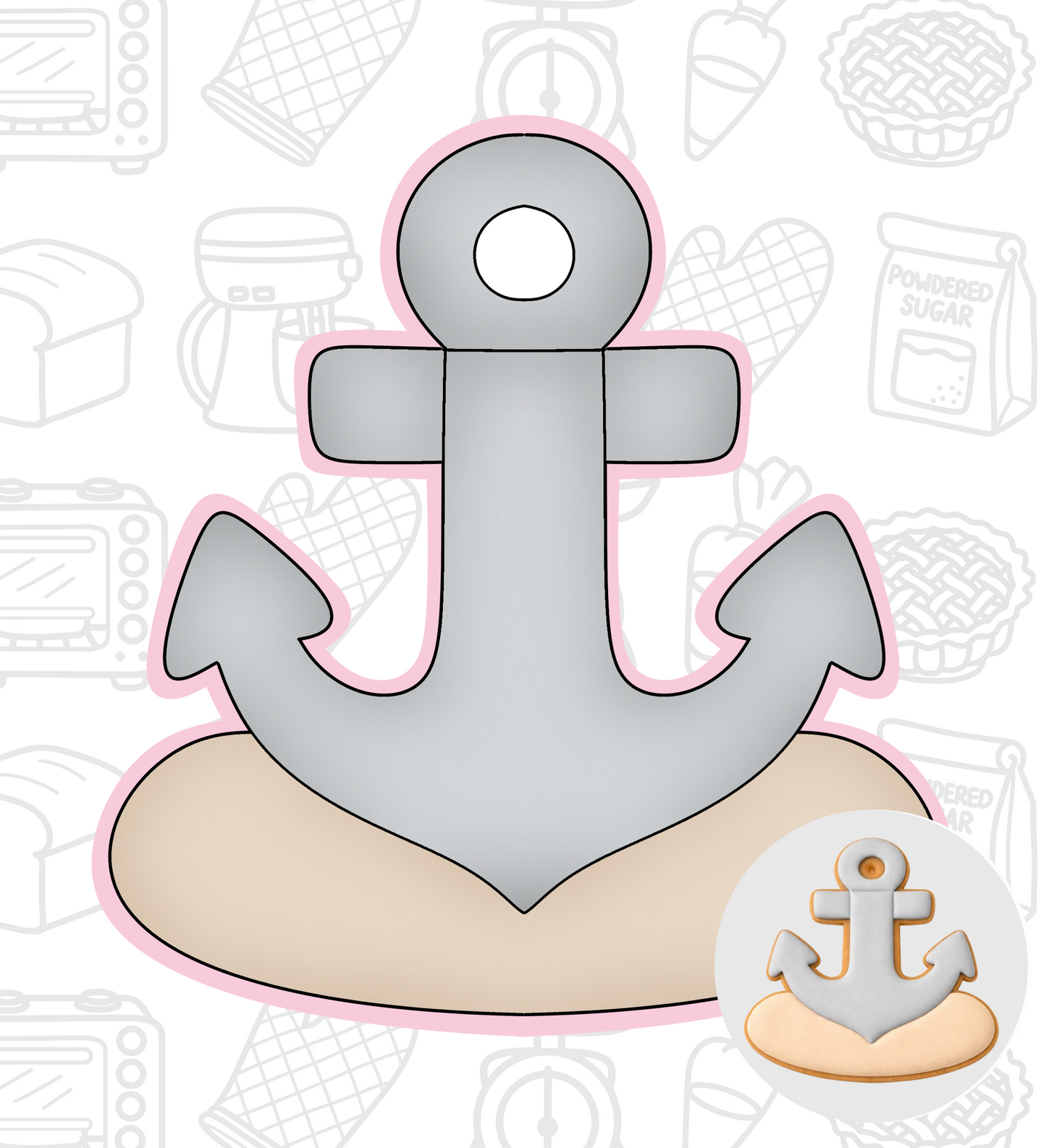 723. Anchor in the Sand Cookie Cutter