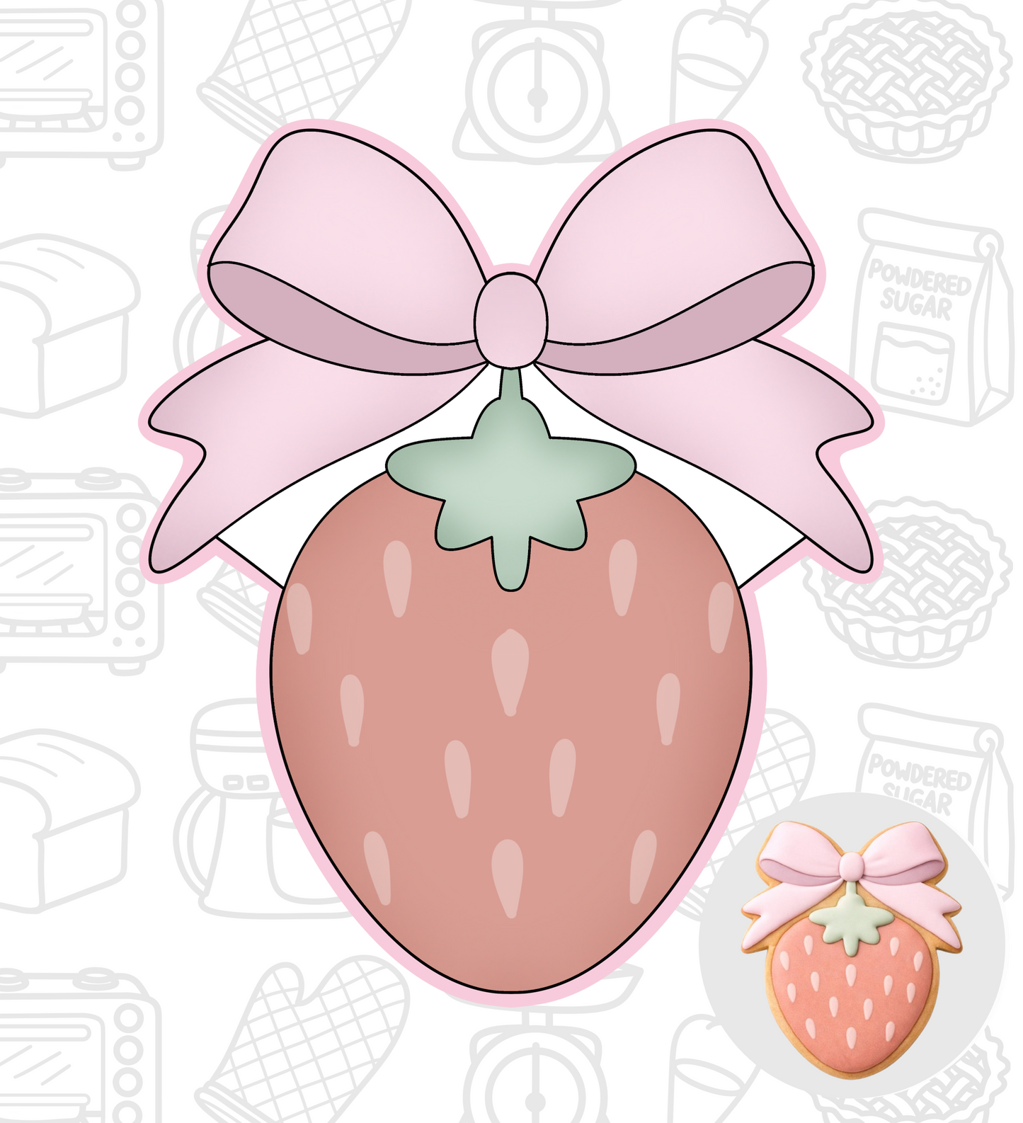 805. Strawberry Bow Cookie Cutter
