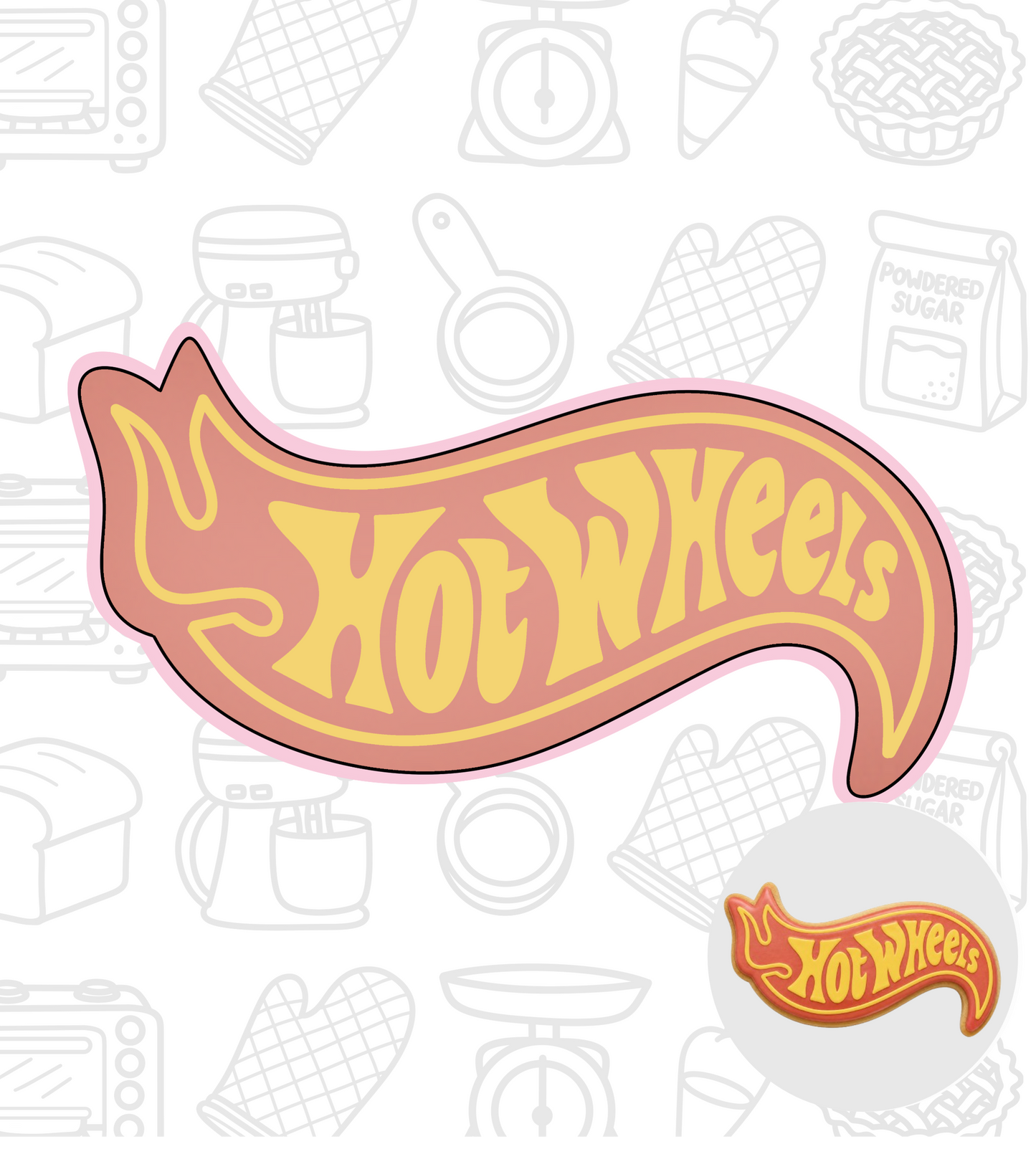 944. Hot Wheels Logo Cookie Cutter (STENCIL SOLD SEPARATELY)