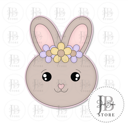 C0307 - Easter Bunny Floral Face Cookie Cutter