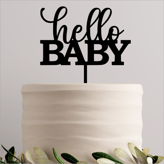 CAKETOPPER015 - HELLO BABY CAKE TOPPER