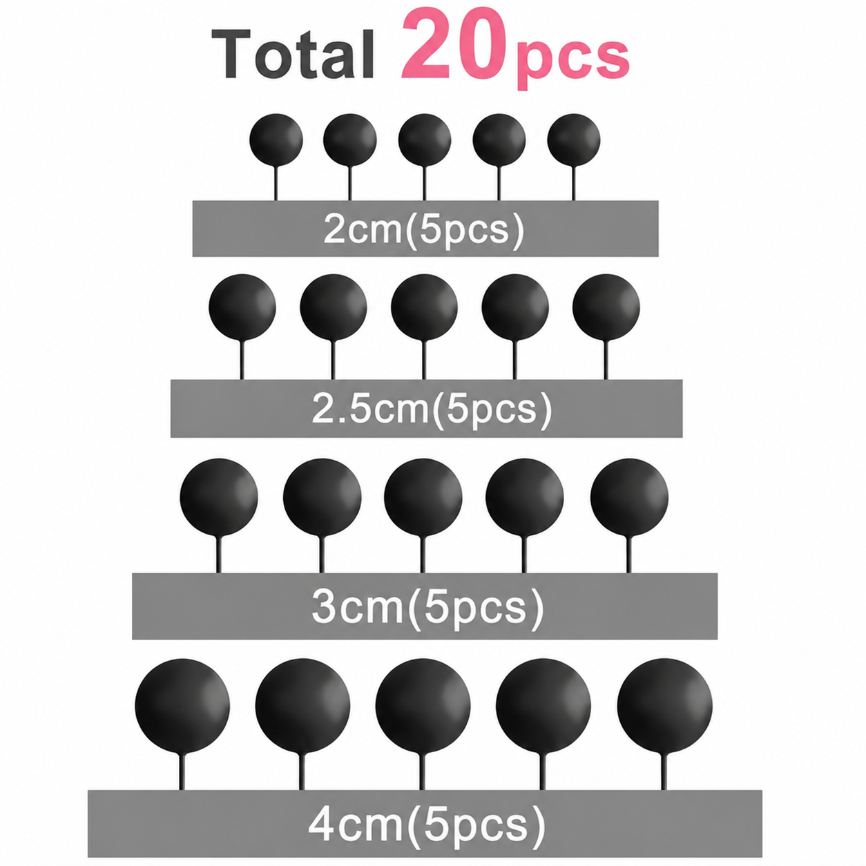 20 Piece Black Faux Balls