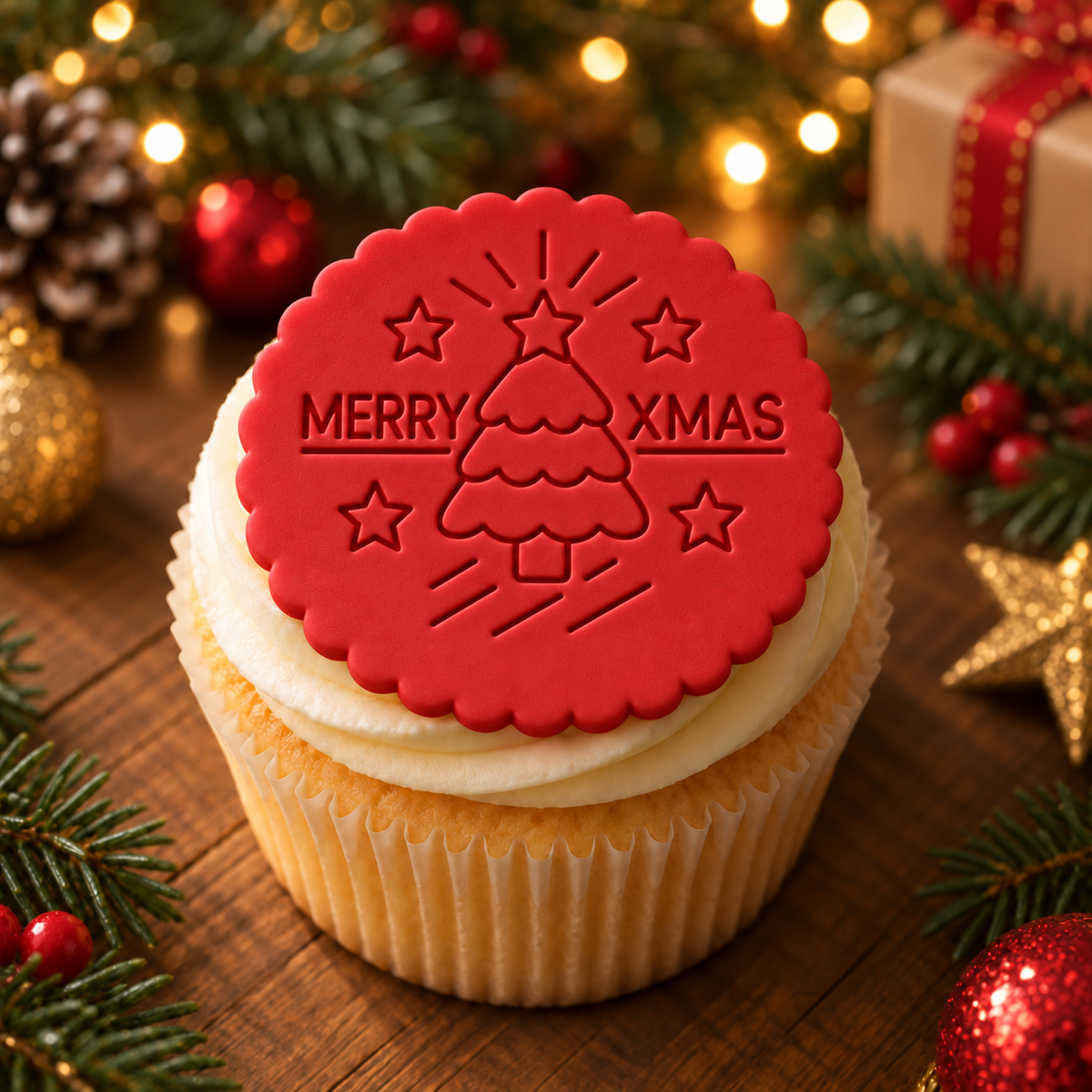 1021. Merry Christmas Tree Fondant Stamp