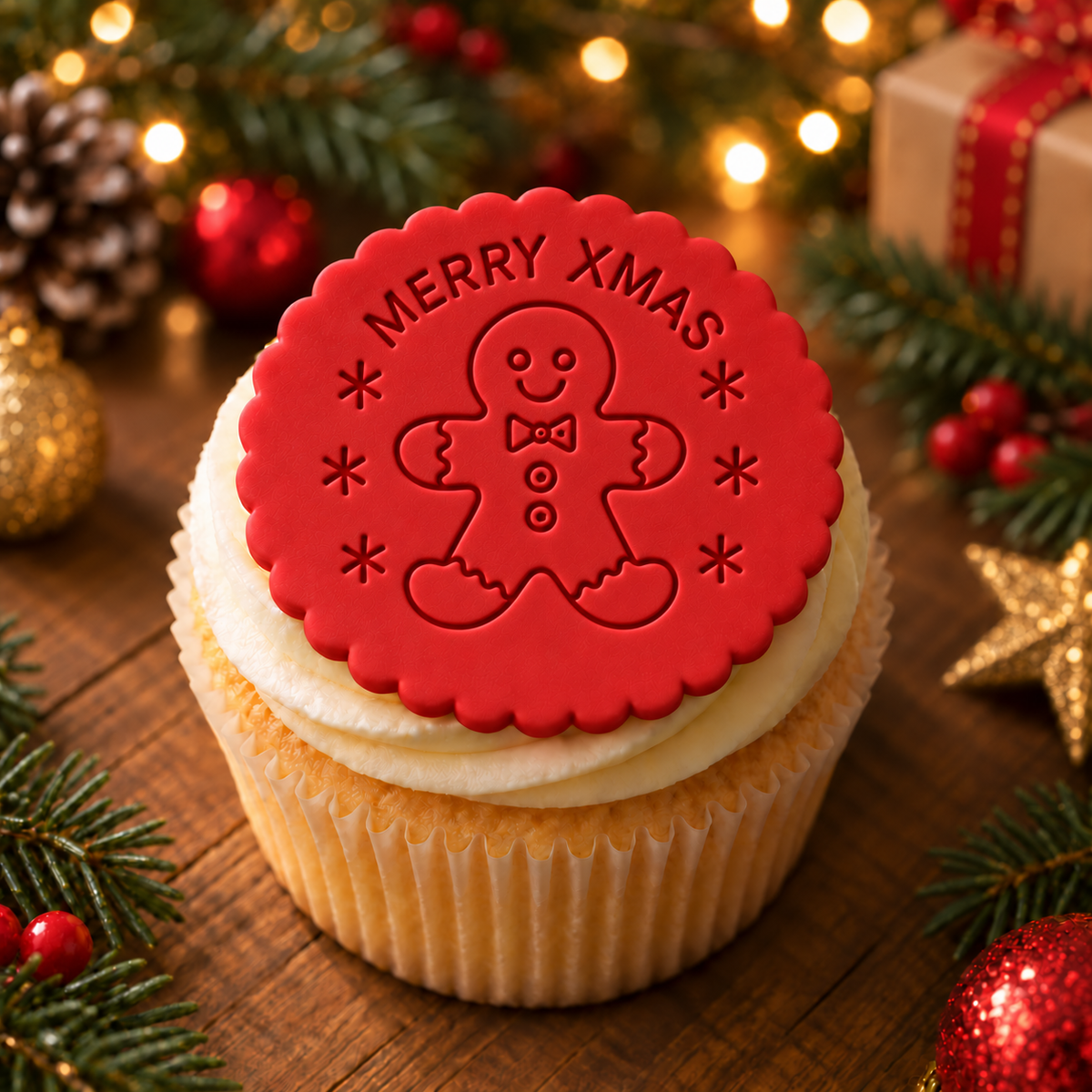 1023. Merry Xmas Gingerbread Man Fondant Stamp