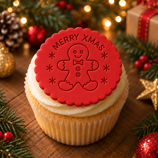 1023. Merry Xmas Gingerbread Man Fondant Stamp