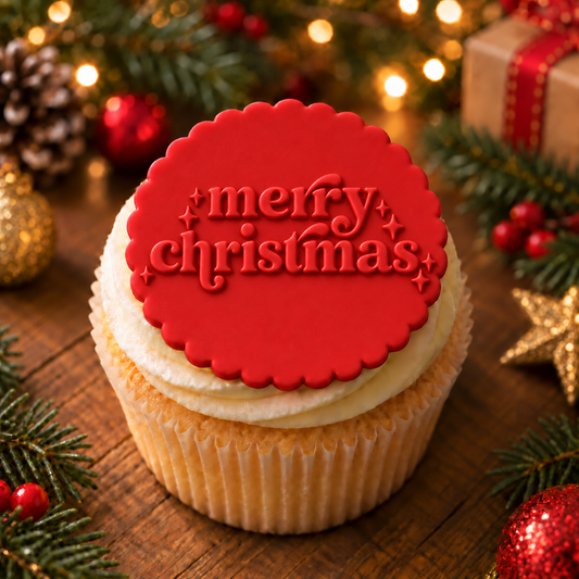 1027. Retro Font Merry Christmas Fondant Debosser