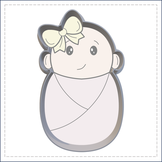 J115 - SWADDLED BABY GIRL COOKIE CUTTER