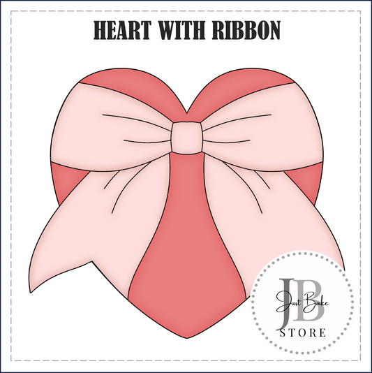 J335 - HEART WITH RIBBON COOKIE CUTTER