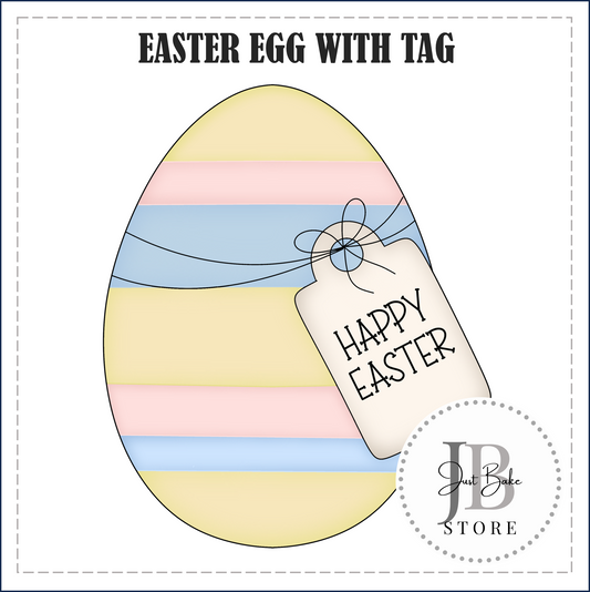 J336 - EASTER EGG WITH TAG COOKIE CUTTER