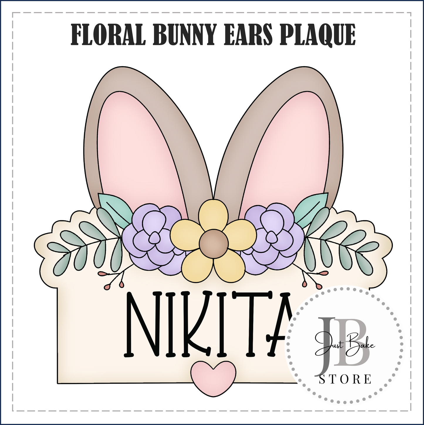J338 - FLORAL BUNNY EARS PLAQUE COOKIE CUTTER