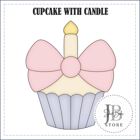 J342 - CUPCAKE WITH CANDLE COOKIE CUTTER
