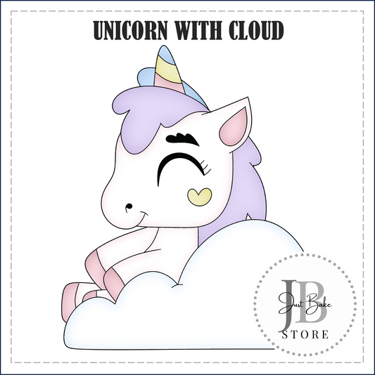 J353 - UNICORN WITH CLOUD COOKIE CUTTER